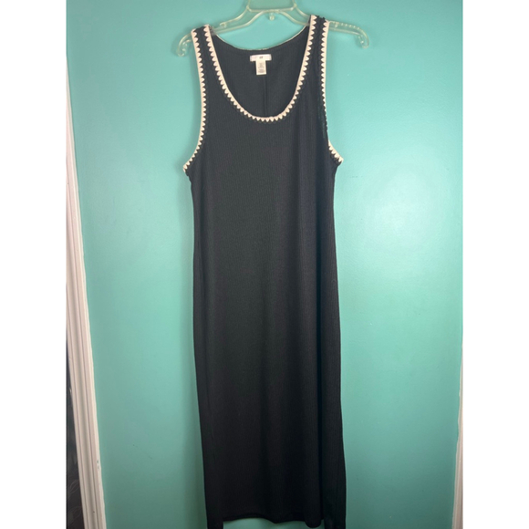 H&M Dresses & Skirts - Women's H&M Black Ribbed Maxi Dress with Beige Trim Size L